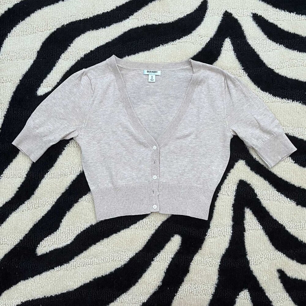 Old Navy CREAM Lightweight Cropped Cardigan